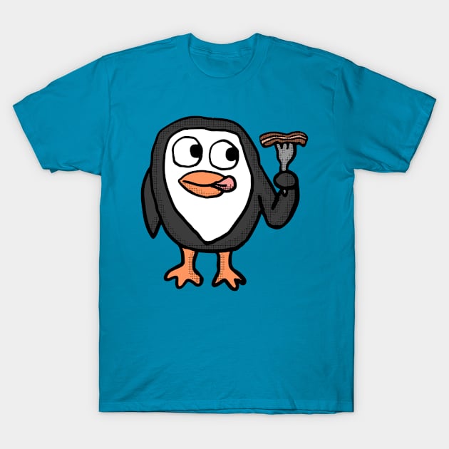 Bacon Lovin Penguin T-Shirt by Eric03091978